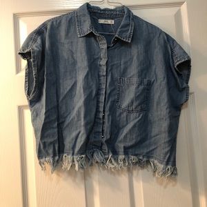 Denim crop shirt